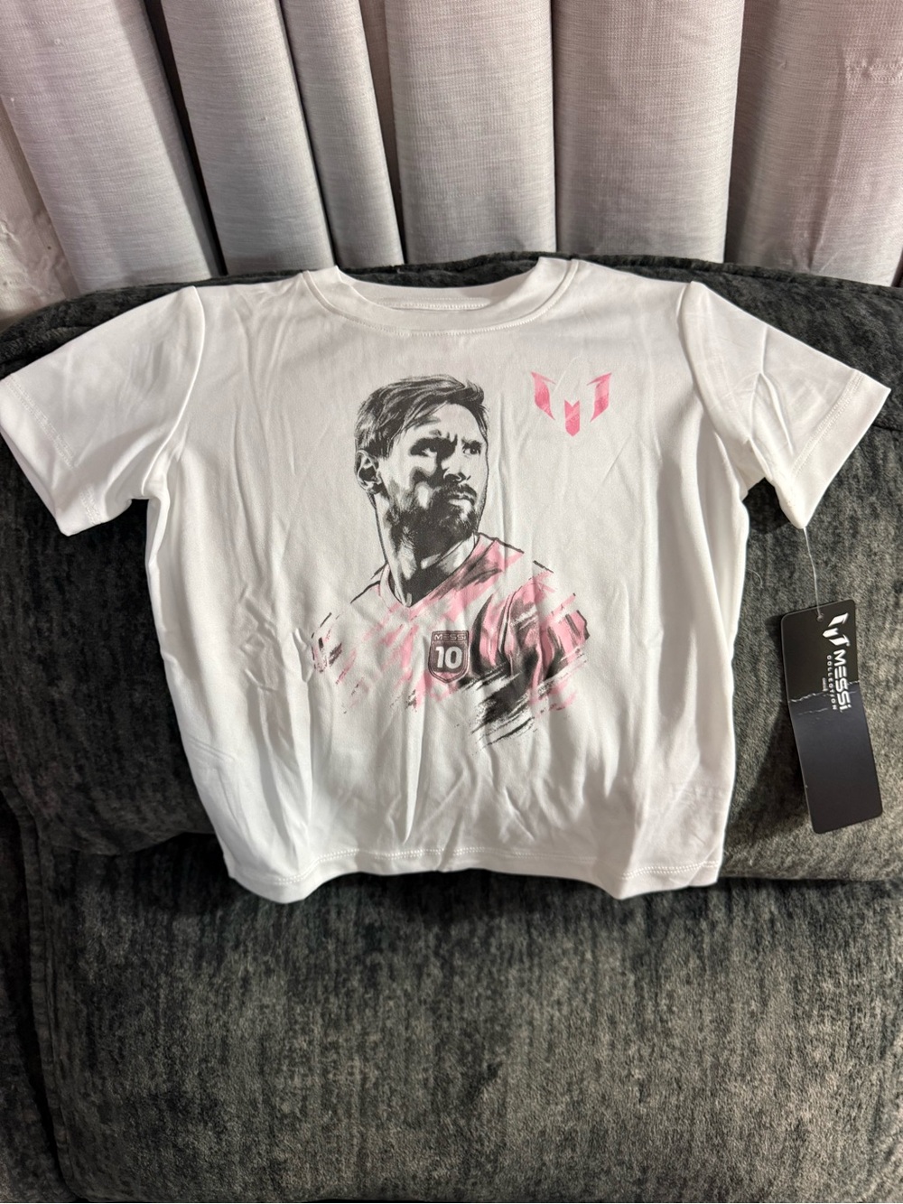 White Messiah Short-Sleeve Graphic Soccer Tee with Pink 2T
